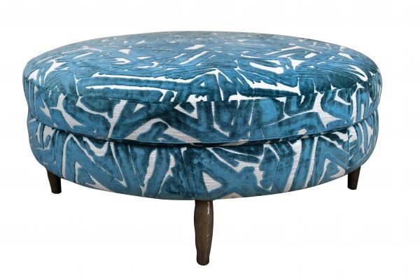 TEAL MOD ROUND OTTOMAN | Adcock Furniture & Design