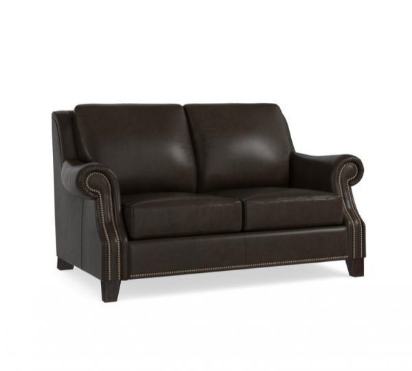 BASSETT PIERCE LEATHER LOVESEAT Adcock Furniture & Design
